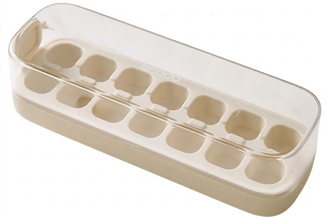 ecoco 意可可 高質一體式密封按壓倒冰盒 14格, 象牙白, 1個