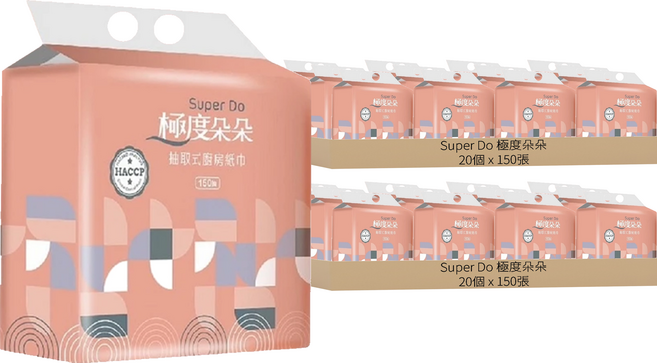 Super Do 極度朵朵 抽取式廚房紙巾, 150張, 40個