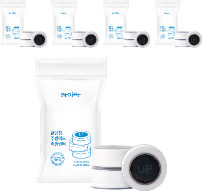 아토젯 클렌징 주방 헤드 리필 필터 3개입, 5개