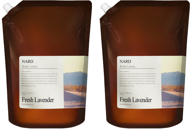 나드 모이스처 퍼퓸드 바디로션 프레쉬라벤더향 리필, 2.1L, 2개