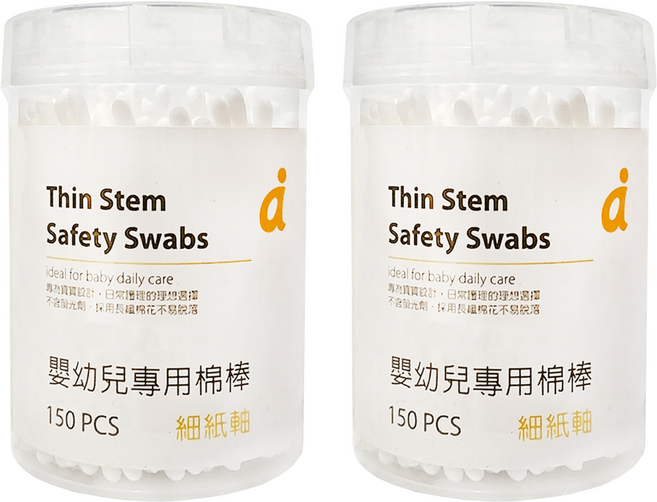 mammyshop 媽咪小站 嬰兒專用棉花棒 細紙軸, 2組, 150支