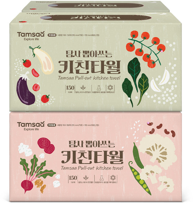 탐사 뽑아쓰는 천연펄프 키친타올, 150매, 4개