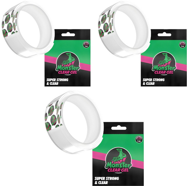 몬스터겔 다용도 초강력 실리콘 양면테이프 30mm x 1m, 투명, 3개