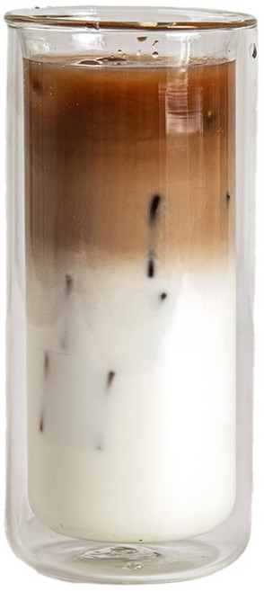 심플 원형 이중 유리컵 450ml, 투명, 1개
