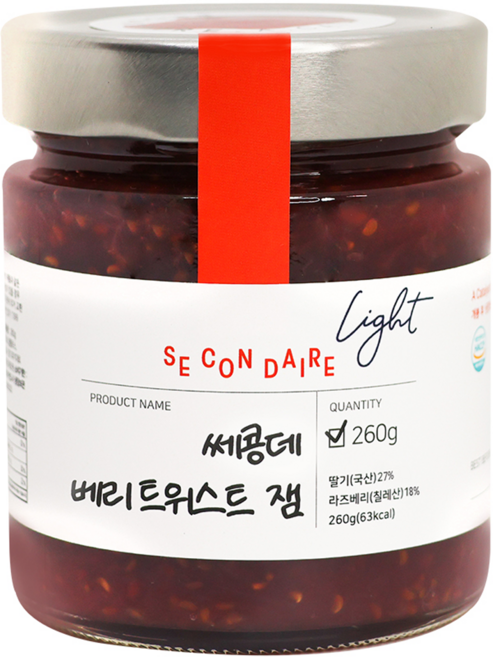 쎄콩데 저칼로리 Light 베리 트위스트 잼, 260g, 1개