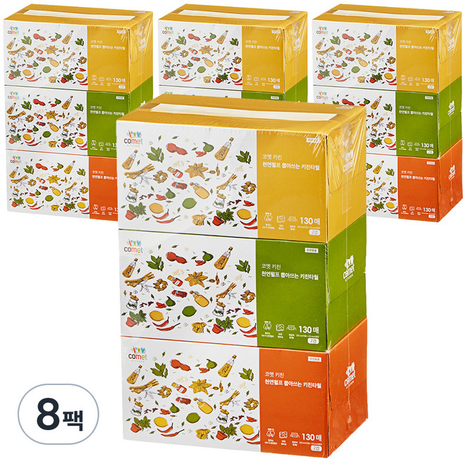 코멧 천연펄프 뽑아쓰는 키친타올 2겹, 130매, 24개