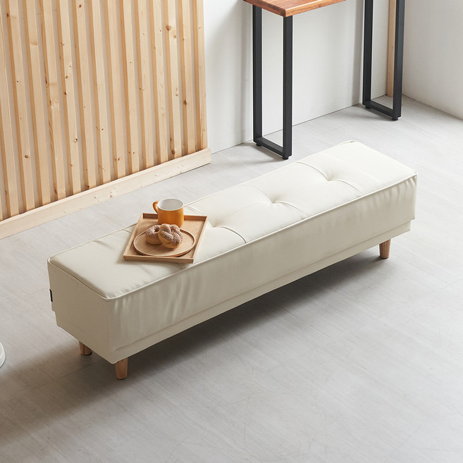 에보니아 메이 벤치 소파 중, 아이보리