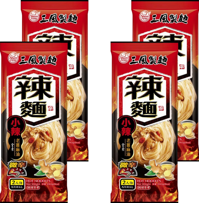 Shan Feng 三風製麵 辣麵 老薑麻油麵線, 240g, 4包