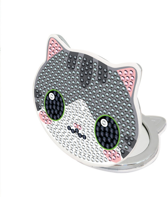 디클레어 큐빅 비즈 보석십자수 양면 손거울 만들기 DIY 세트, 고등어, 1세트