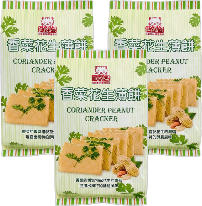 志烜食品 香菜花生薄餅, 340g, 3包