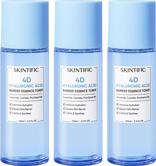 SKINTIFIC 4D 透明質酸屏障精華化妝水, 100ml, 3瓶
