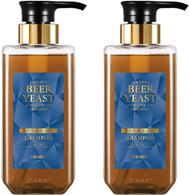 딥그린제이 맥주효모 쿨링 탈모 샴푸, 500ml, 2개