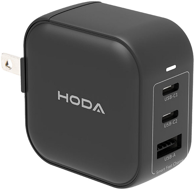 HODA 好貼 GaN氮化鎵140W智慧方型三孔電源供應器, 黑色, 1個