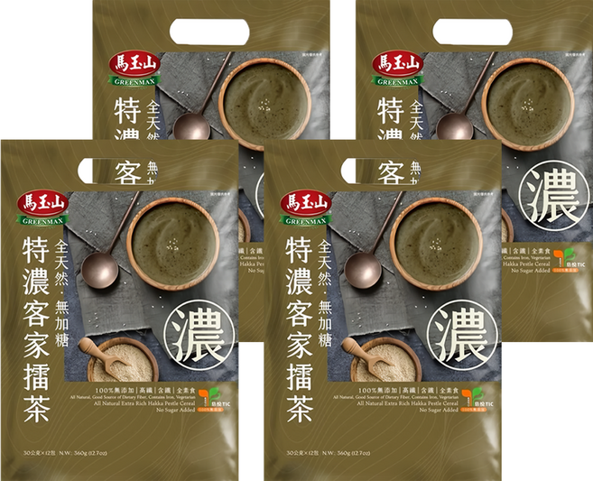 馬玉山 無加糖特濃客家擂茶, 30g, 12包, 4袋