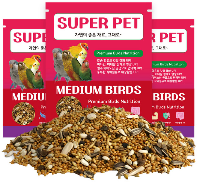 슈퍼펫 프리미엄 중형새 사료, 700g, 3개