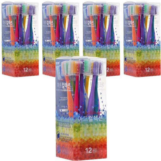 바른생활 아트컬렉션 칫솔 초극세모, 1개입, 60개