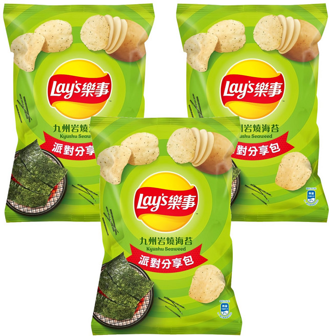 Lay's 樂事 洋芋片 九州岩燒海苔, 119g, 3包