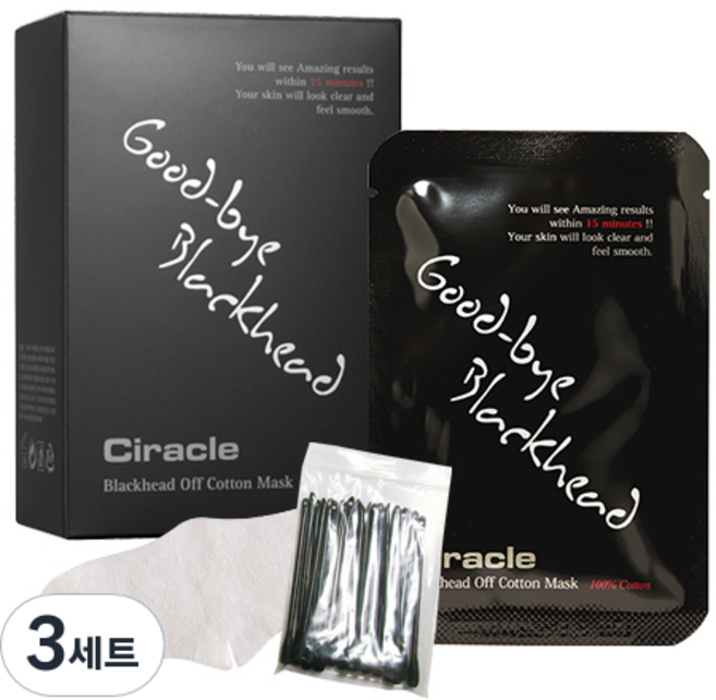 Ciracle 去黑頭妙鼻貼 附擠粉刺棉棒, 20片, 3組