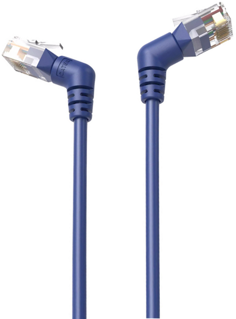 VEnTIOn 威迅 IBO系列 CAT6A 超六類雙彎頭可旋轉纖細高速網路線, 藍色, 2條, 0.5m