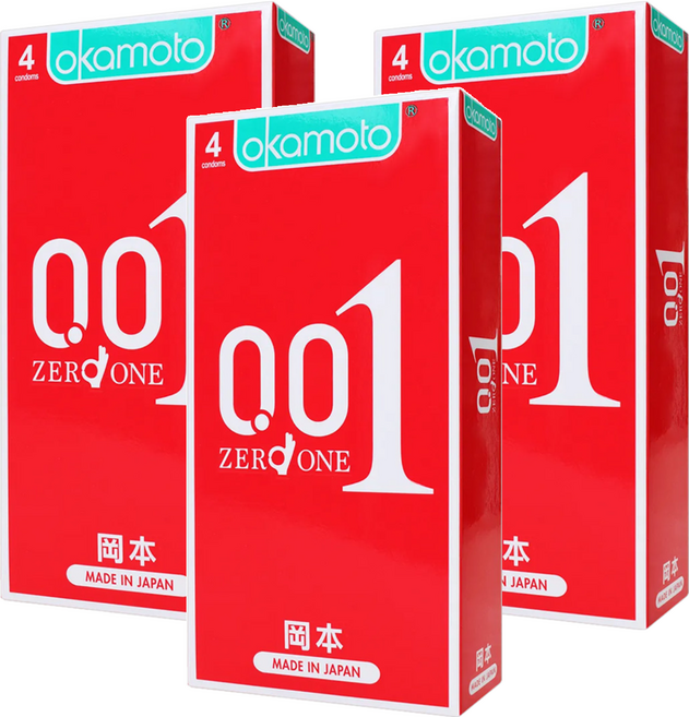 okamoto 岡本 衛生套 001 ZERO ONE 52mm, 4個, 3盒