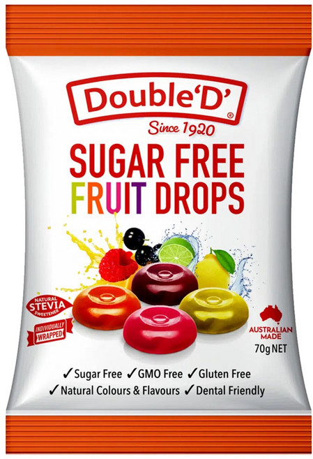 Double'D' 無糖糖果 綜合水果風味, 70g, 1袋