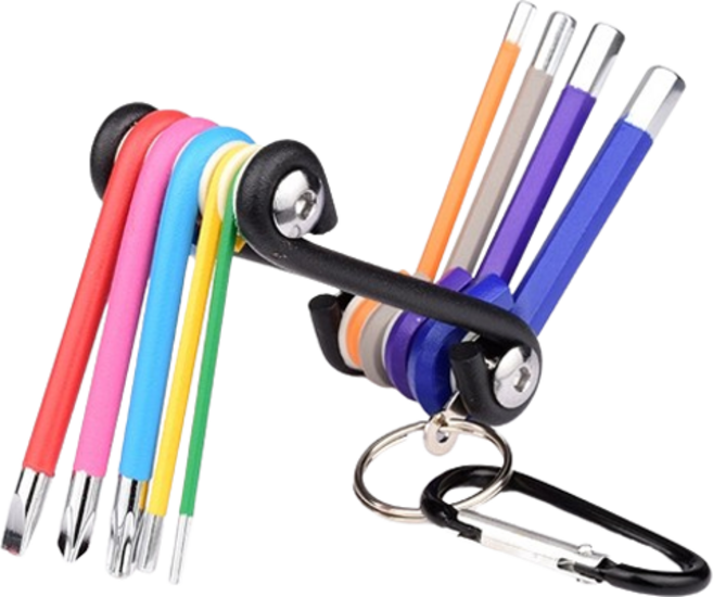 Dr.Tools 다목적 공업급 크롬 바나듐 스틸 컬러 육각 렌치세트, 1세트, 휴대용 접이식 렌치 드라이버 9종