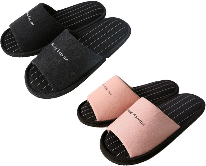 Sweet Home Slippers Amore系列 室內拖鞋 Set, 粉色 + 黑色, 2雙