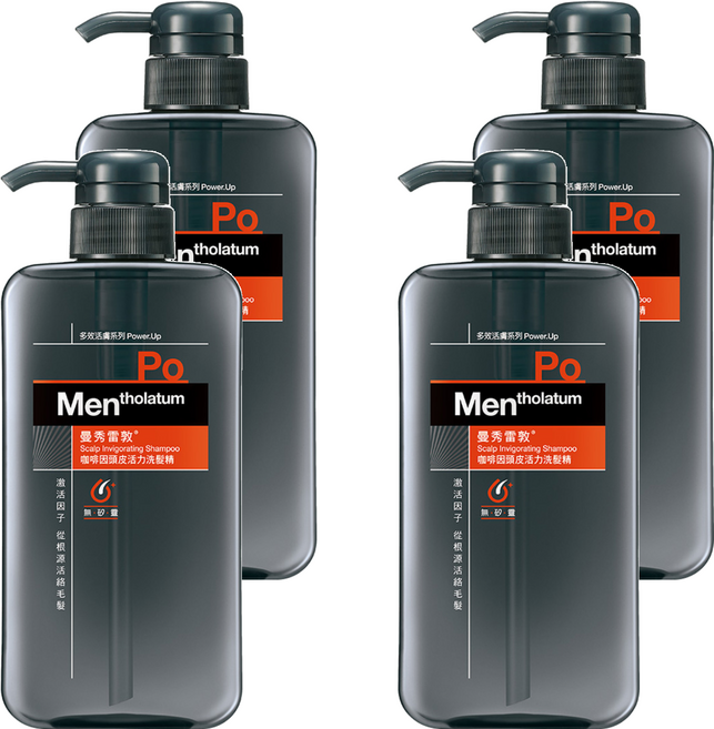 MENTHOLATUM 曼秀雷敦 男士咖啡因頭皮活力洗髮精, 550ml, 4瓶