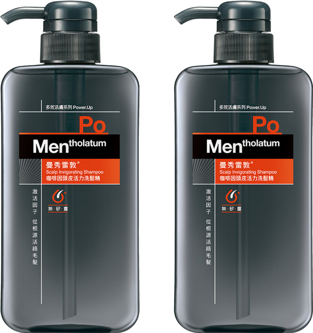 MENTHOLATUM 曼秀雷敦 男士咖啡因頭皮活力洗髮精, 550ml, 2瓶
