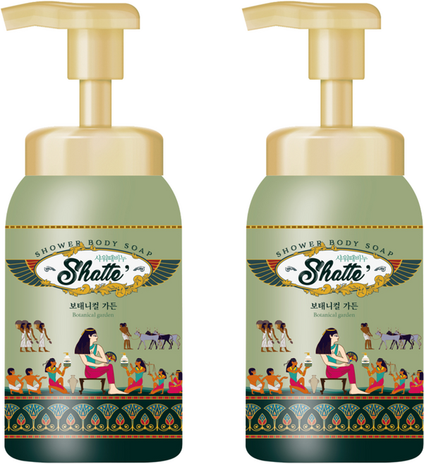 샤워때비누 버블 바디워시 보태니컬 가든, 600ml, 2개
