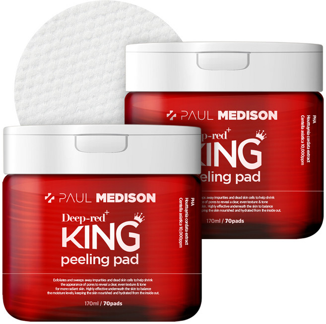 폴메디슨 딥레드 티트리 각질케어 대용량 왕필링패드 170ml, 70매입, 2개