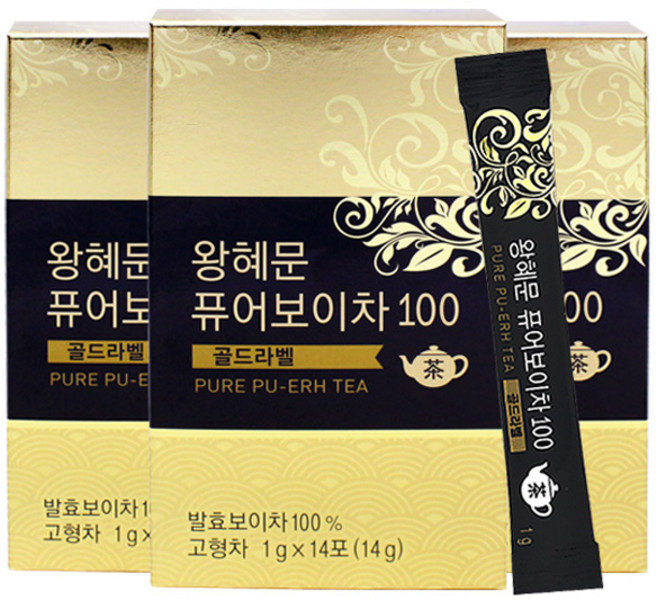 왕혜문 퓨어보이차 100, 1g, 14개입, 3개