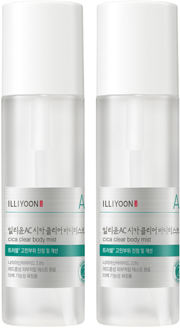 일리윤 AC 시카 클리어 바디미스트 은은한 그린페퍼민트향, 200ml, 2개