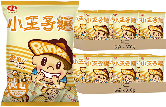 味王 小王子麵 原味減鹽, 300g, 12袋