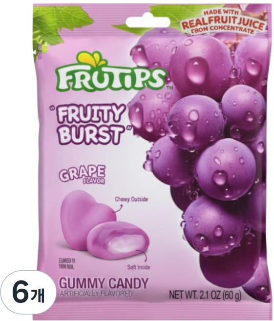 프루팁스 프루티 버스트 구미 포도맛, 6개, 60g