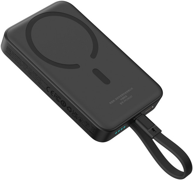 베이스어스 자석 미니 무선 고속 보조배터리 에디션 5000mAh C타입, 블랙