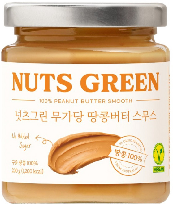 넛츠그린 무가당 땅콩버터 스무스, 200g, 1개