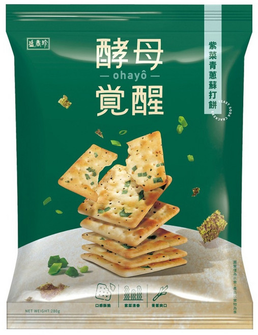 盛香珍 酵母覺醒 紫菜青蔥蘇打餅, 280g, 1袋