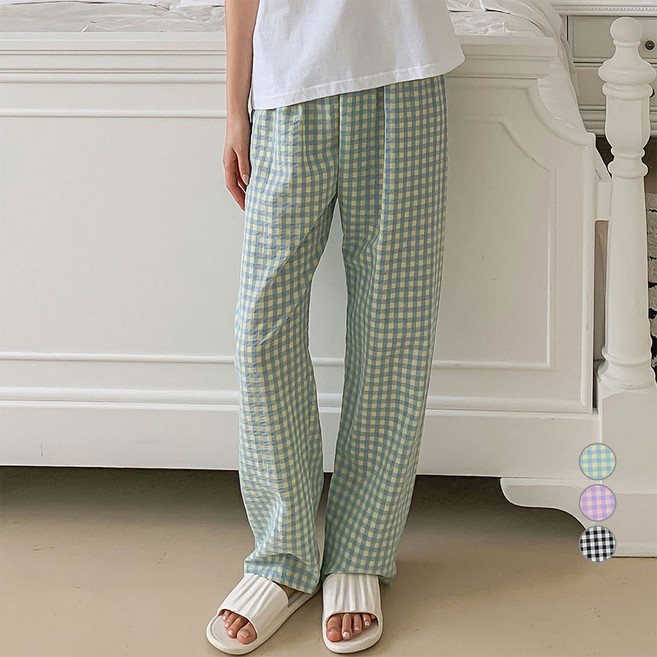 afinar 女款格紋鬆緊帶睡褲