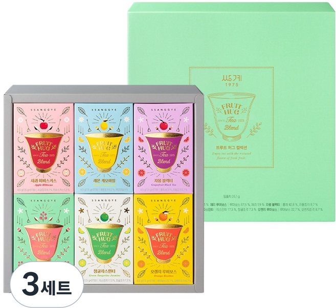 쌍계명차 프루트 허그 컬렉션 선물세트, 6종 + 쇼핑백, 3세트