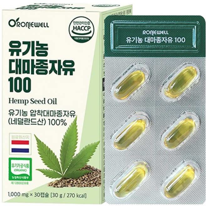 로니웰 유기농 대마종자유 100, 1개, 30정