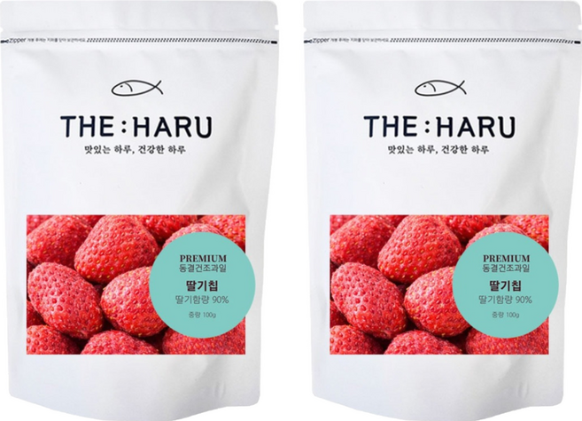 THEHARU 동결건조과일 딸기칩, 100g, 2개