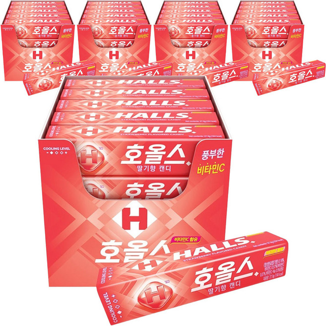 HALLS 條狀草莓, 100個, 27.9g
