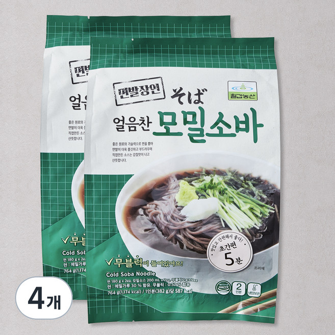 칠갑농산 얼음찬 모밀소바, 764g, 4개