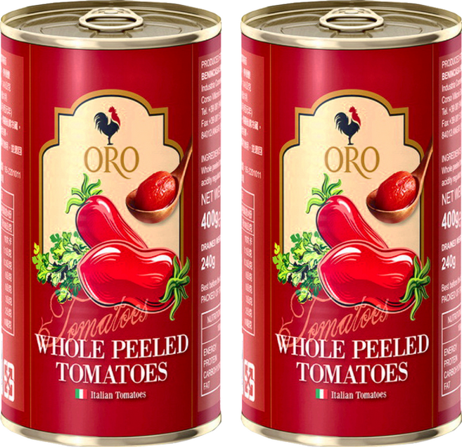 ORO 去皮整顆番茄罐頭, 400g, 2罐