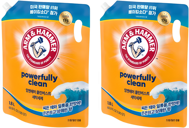암앤해머 클린버스트 세탁세제 리필, 1.8L, 2개