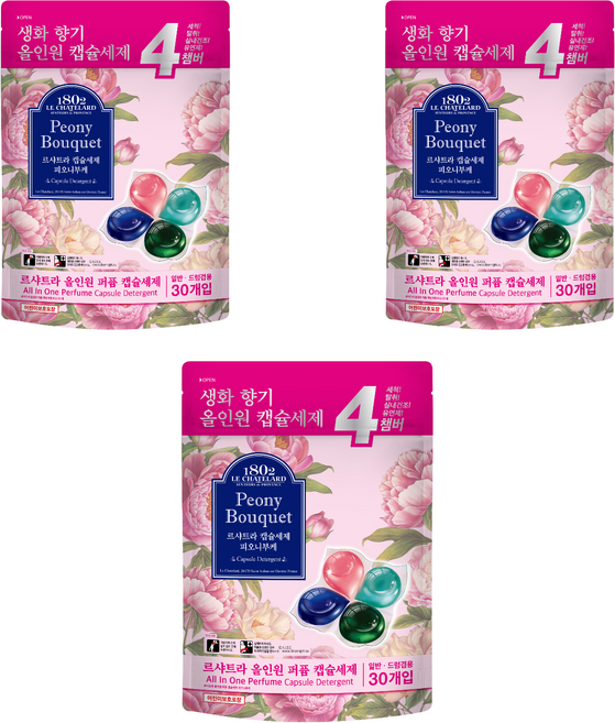 르샤트라1802 올인원 퍼퓸 피오니부케 캡슐세제, 3개, 30개입