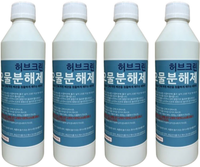 허브크린 오물분해제 하수구 배수구 세정제 머리카락 분해 제거 막힘 해결, 500ml, 4개
