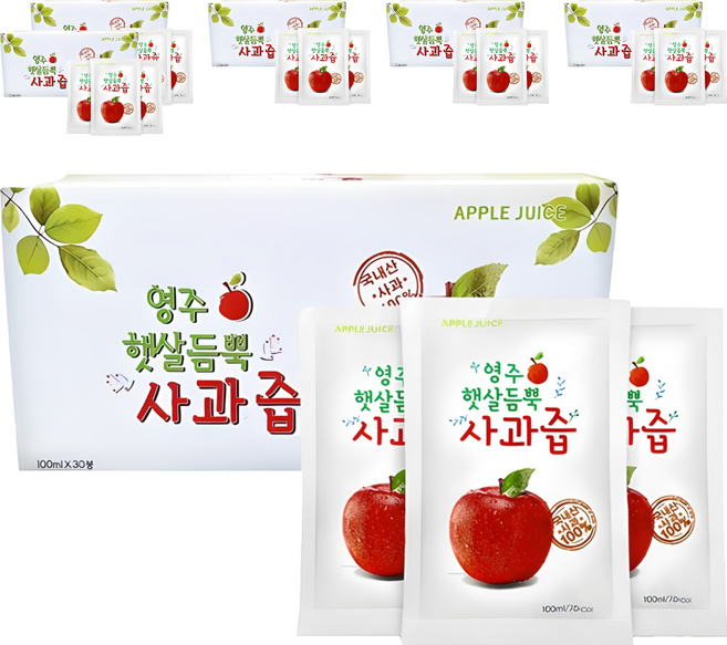 영주햇살듬뿍 사과즙, 100ml, 180개