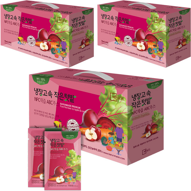 냉장고속 작은텃밭 NFC 착즙 ABC 주스, 2.1L, 3개